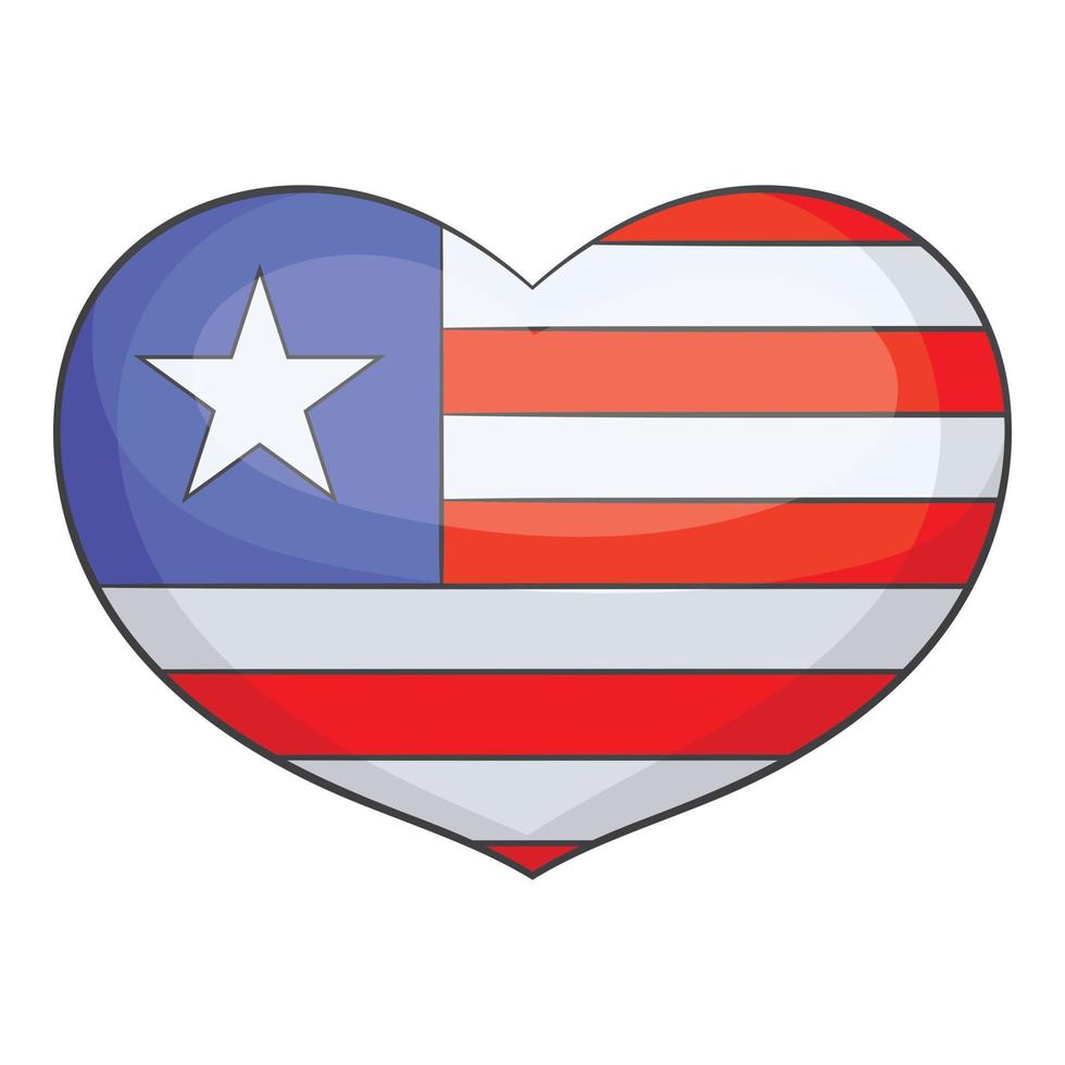 icono del corazón del día de la independencia, estilo de dibujos animados vector