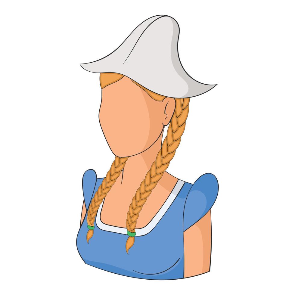 icono de mujer holandesa, estilo de dibujos animados vector