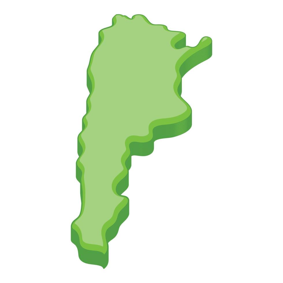 Green map of Argentina icon, cartoon style vector