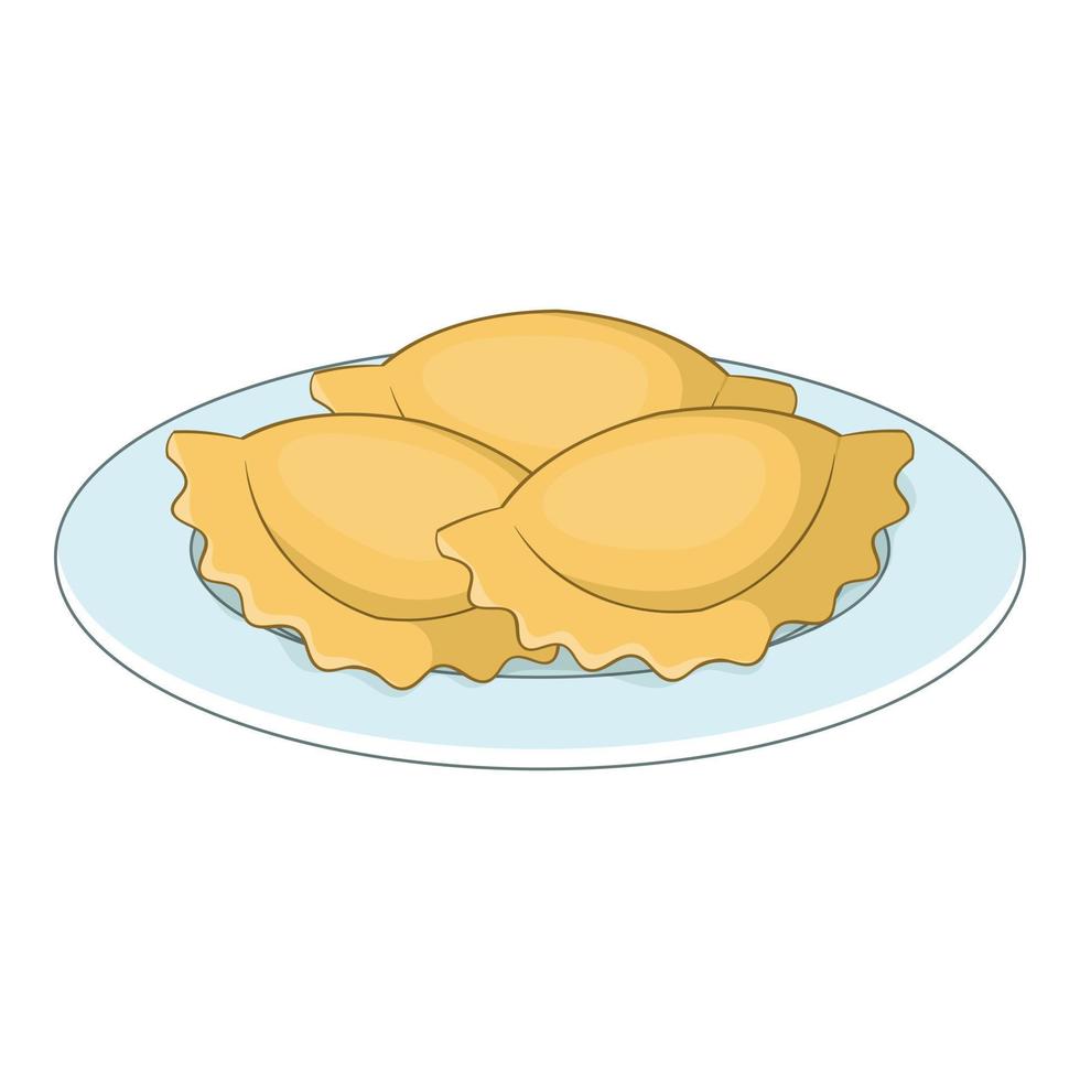 empanadas, icono de pastel de carne, estilo de dibujos animados vector