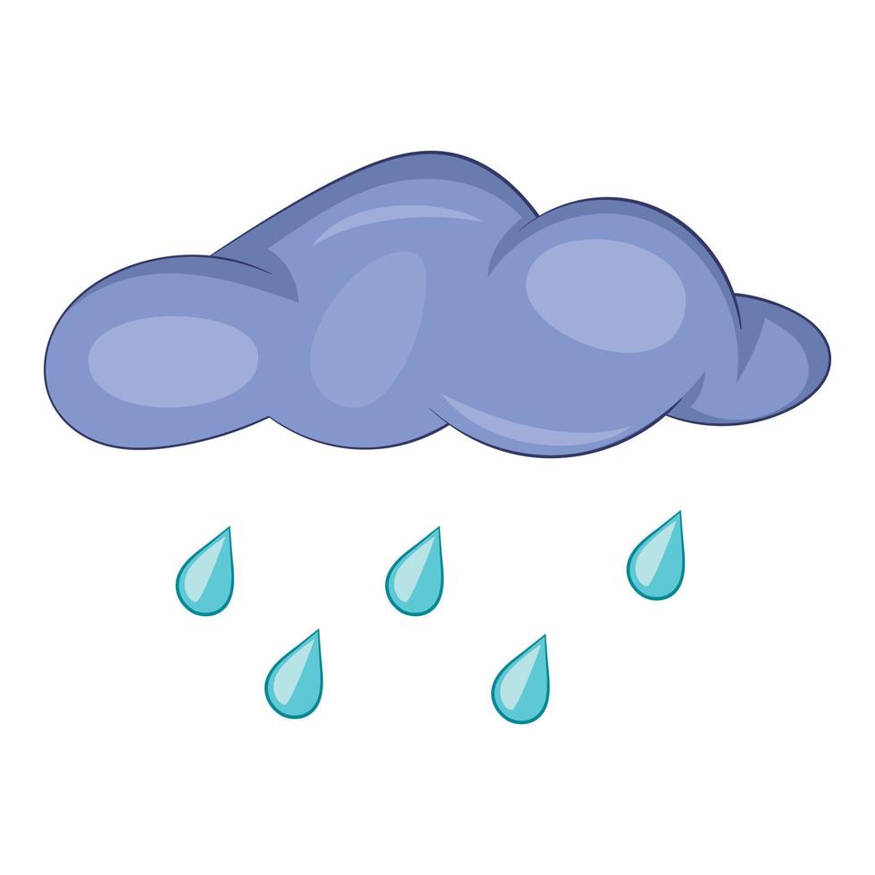 Cloud with rain drops icon, cartoon style vector