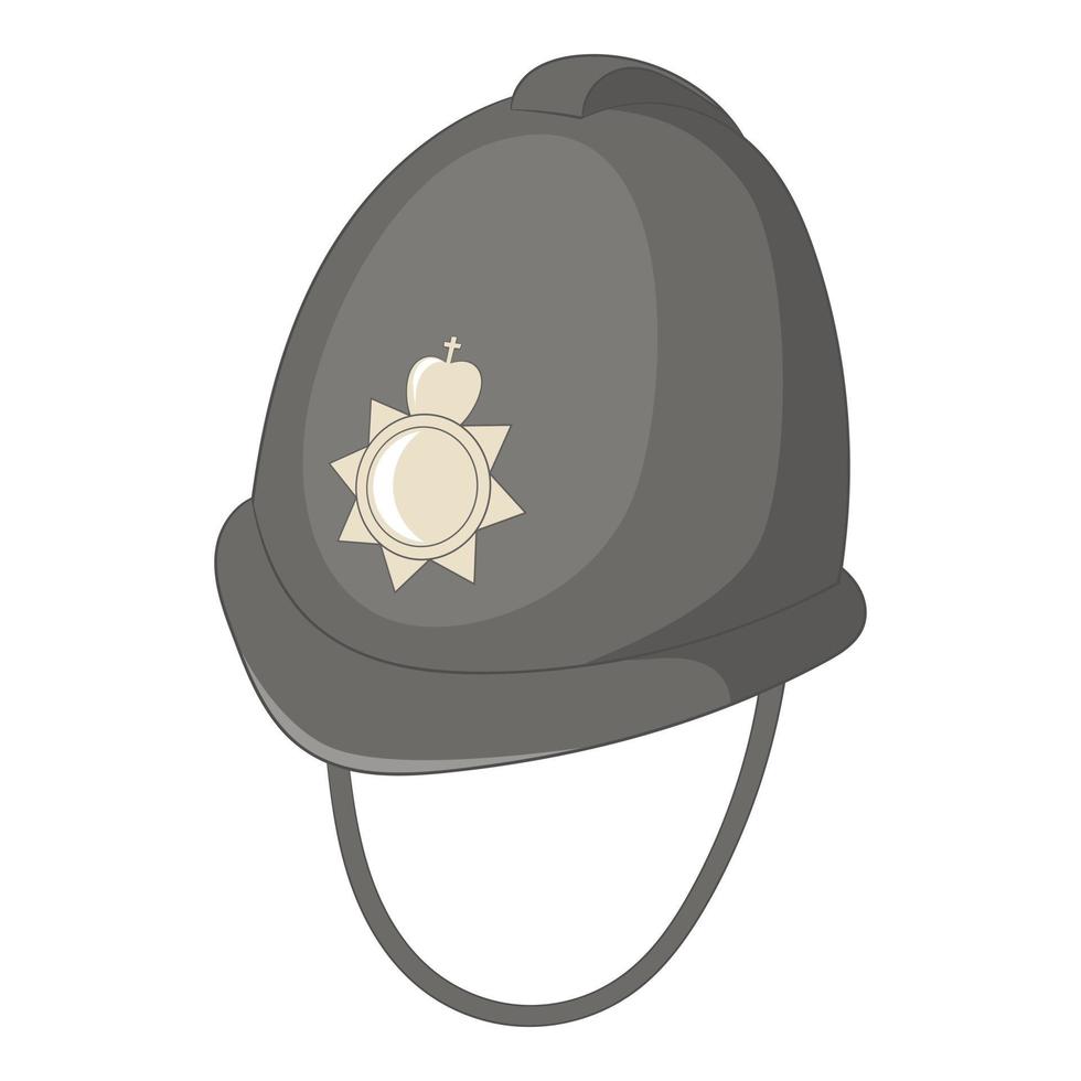 tocado de icono de la policía inglesa, estilo de dibujos animados vector