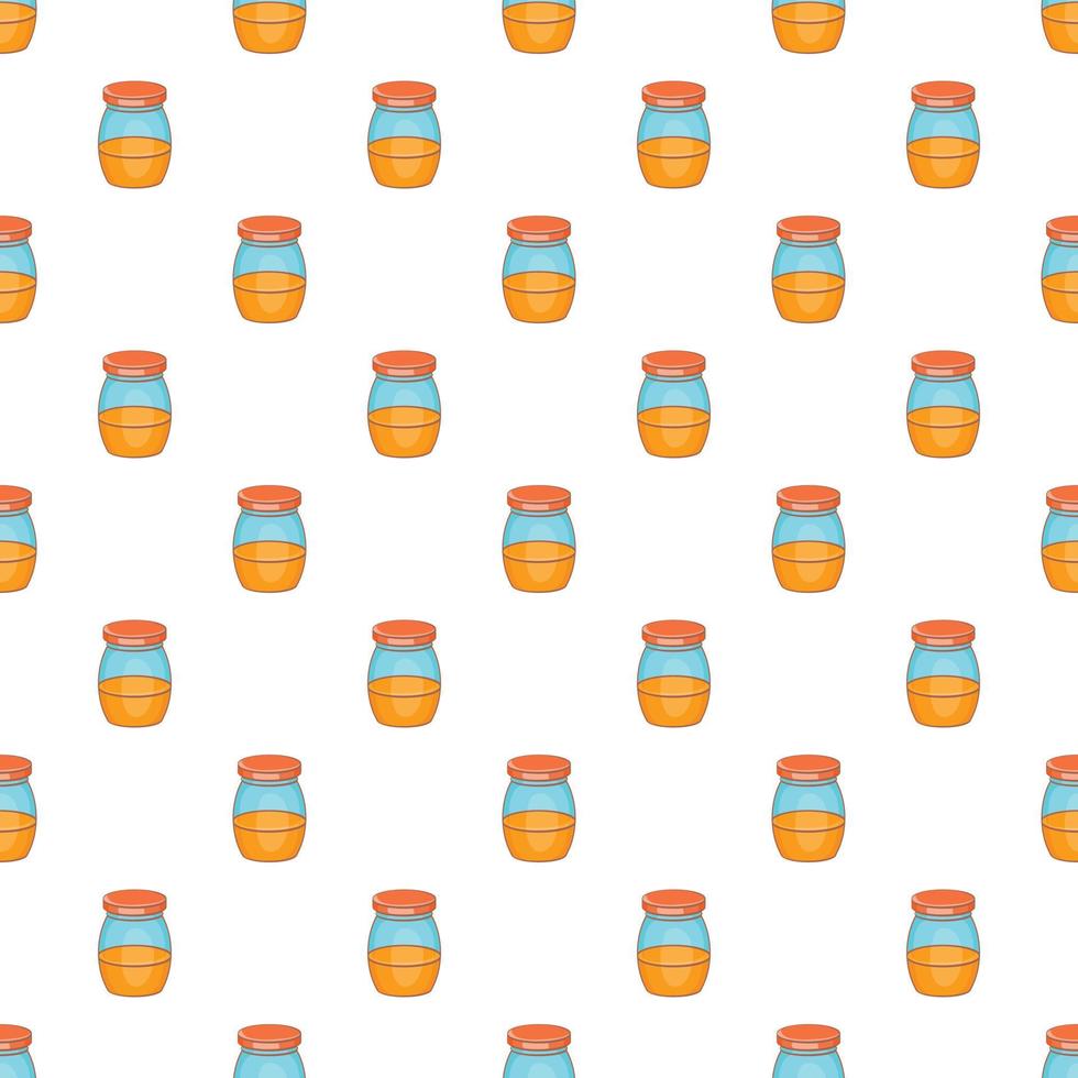 Jam in glass jar pattern, cartoon style vector