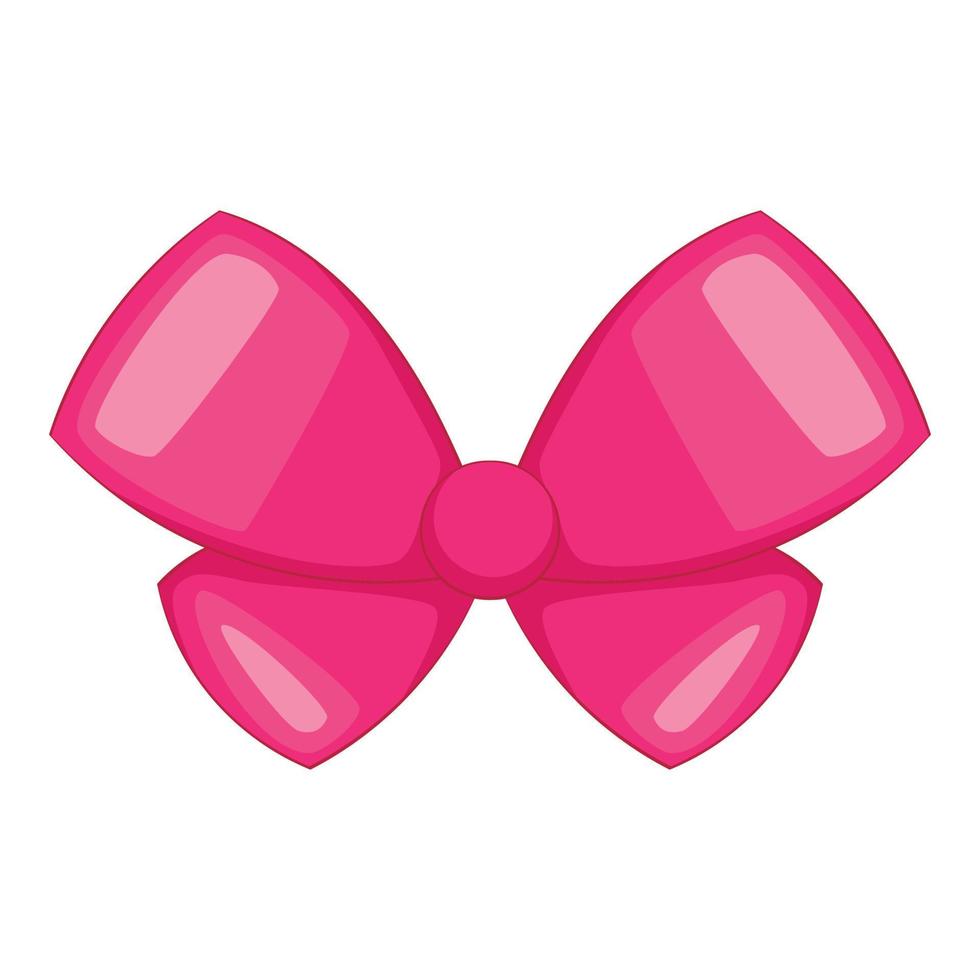 Pink bow icon, cartoon style vector