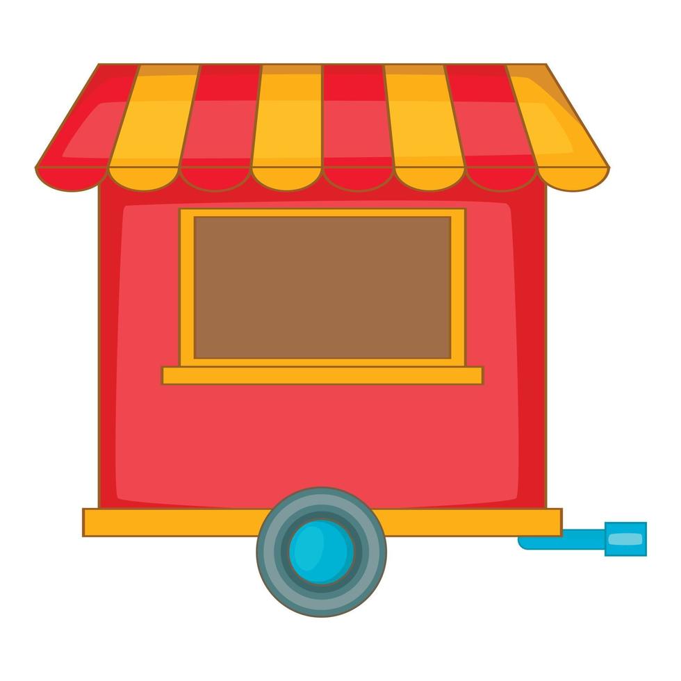 Street food trailer icon, cartoon style vector