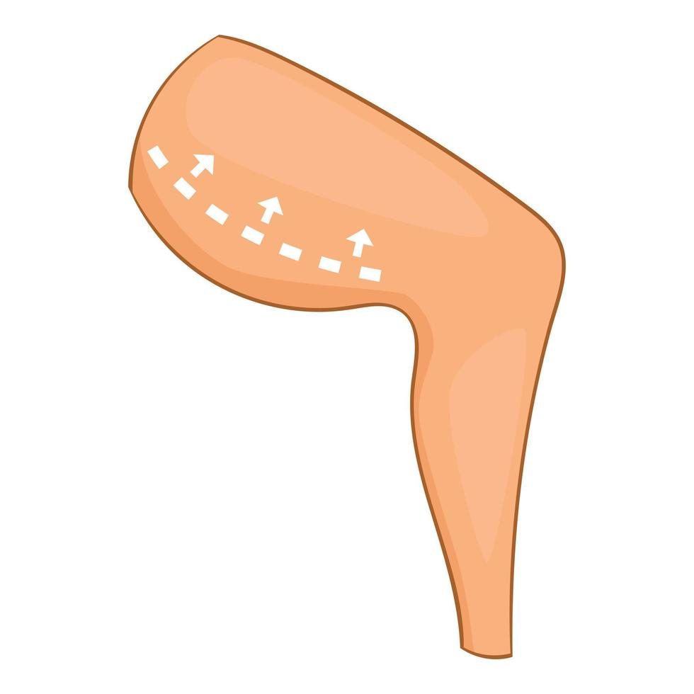 Thigh surgery correction icon, cartoon style vector