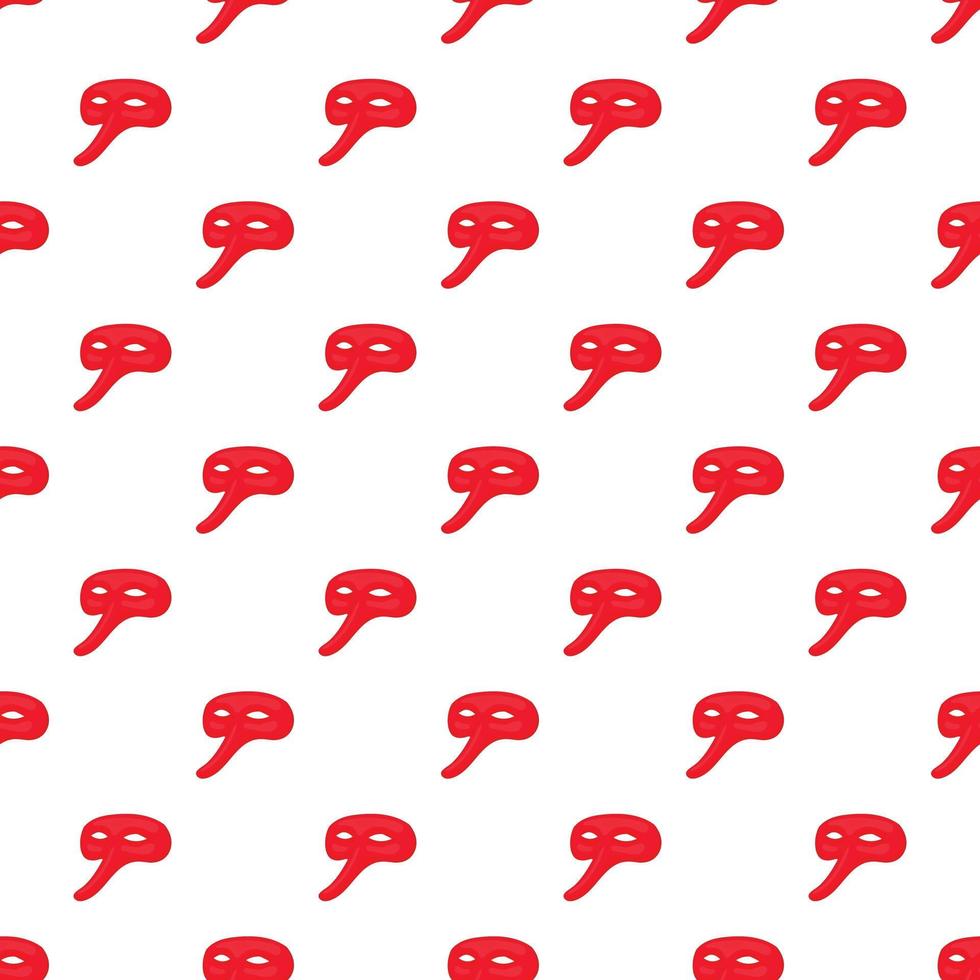 Red carnival mask pattern, cartoon style vector