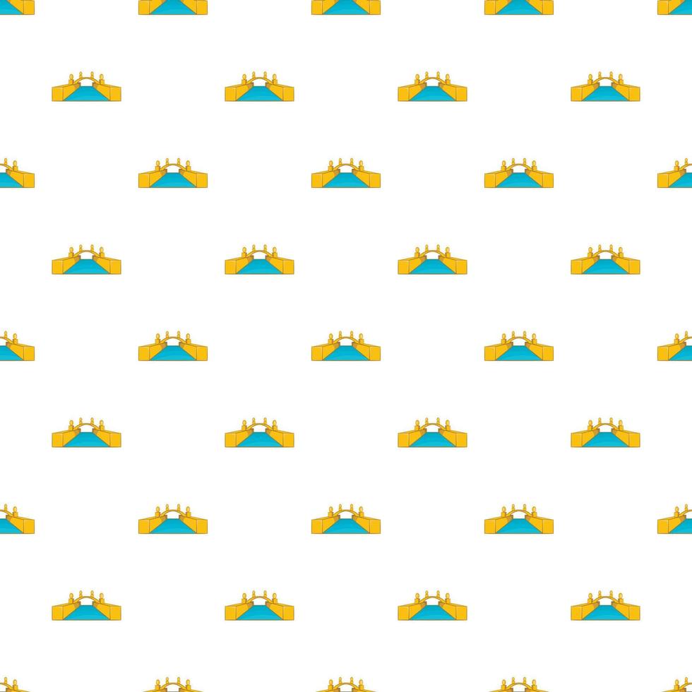 Bridge and river pattern, cartoon style vector