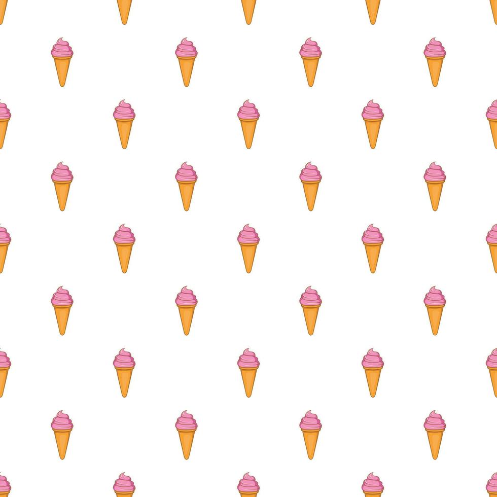 Pink ice cream in a waffle cone pattern vector