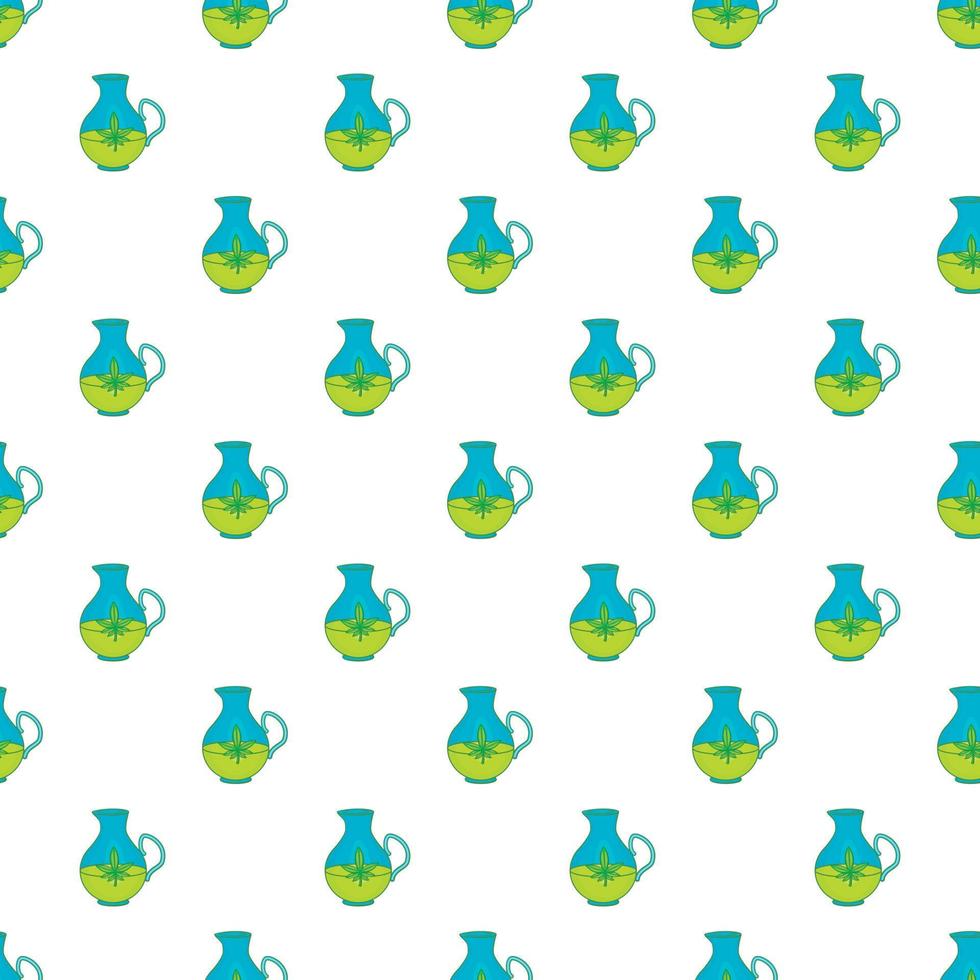 Hemp oil jug pattern, cartoon style vector