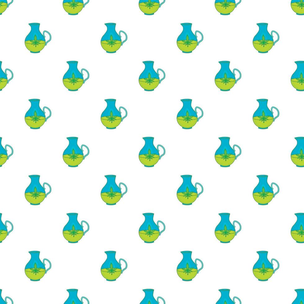 Hemp oil jug pattern, cartoon style vector