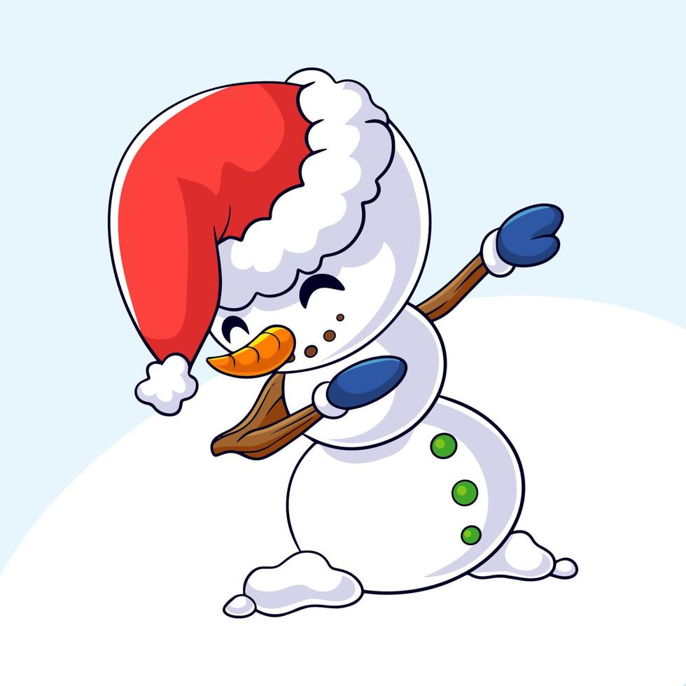 Cute snowman cartoon posing dubbing vector
