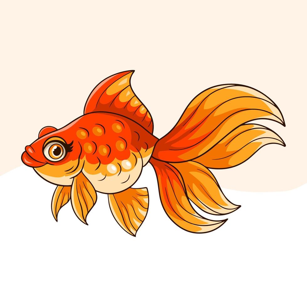 Cartoon goldfish on a white background vector