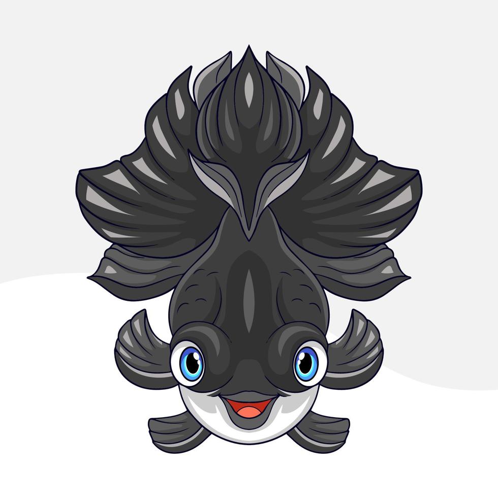 Cartoon black goldfish on a white background vector