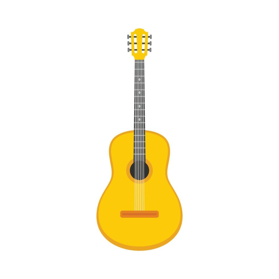 Acoustic guitar icon flat isolated vector