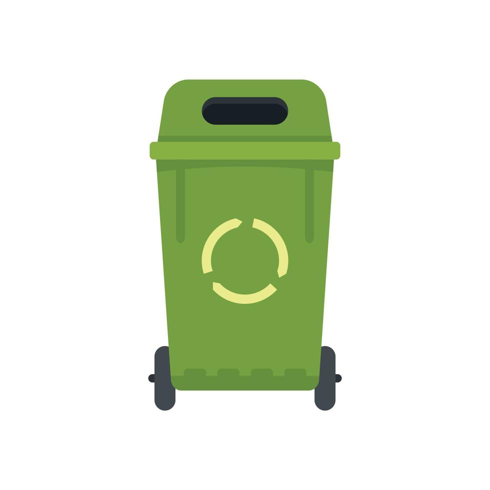 House garbage bin icon flat isolated vector