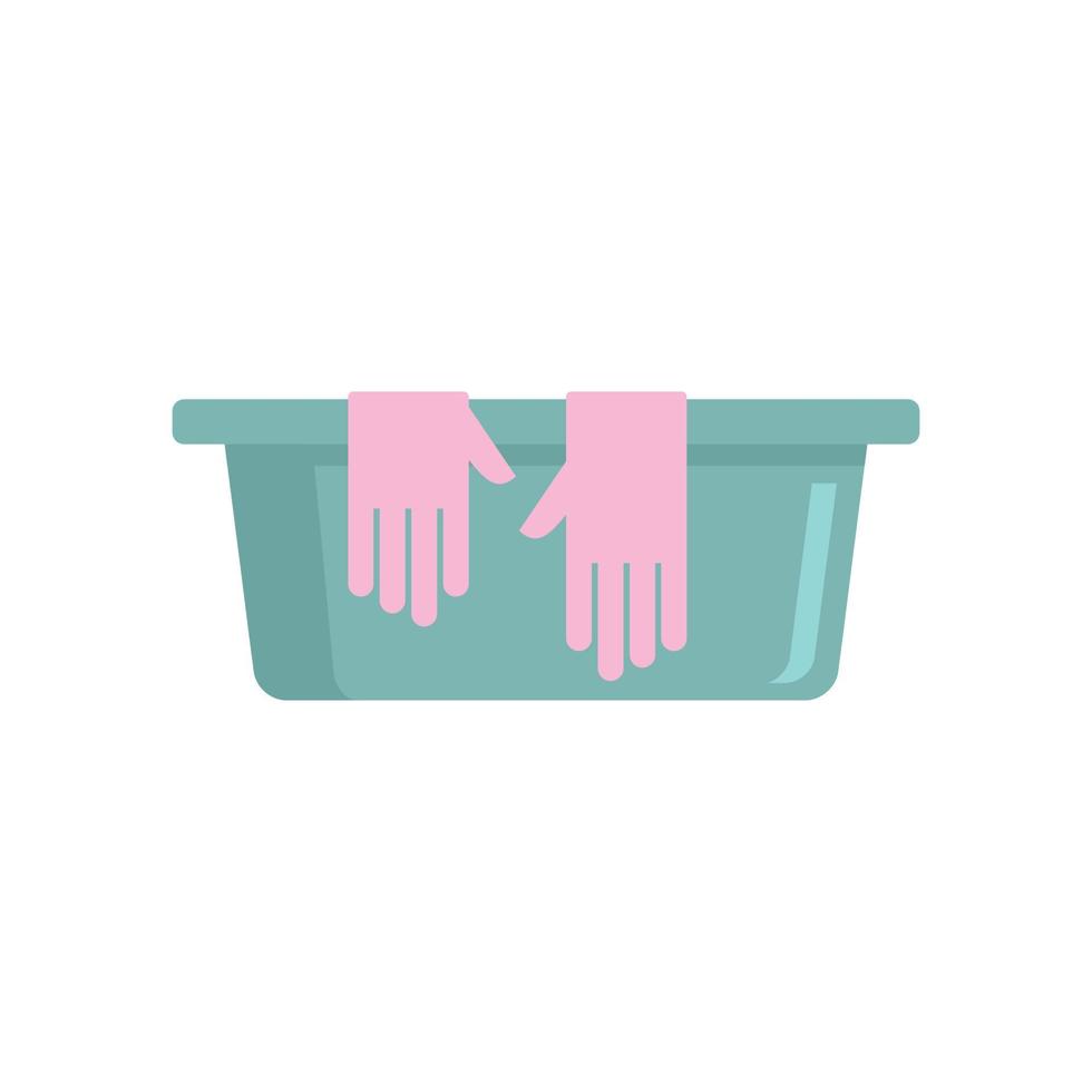 Cleaning basin gloves icon flat isolated vector