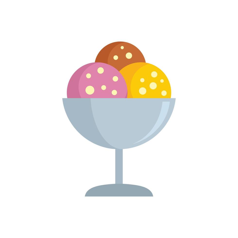 Room service ice cream balls icon flat isolated vector