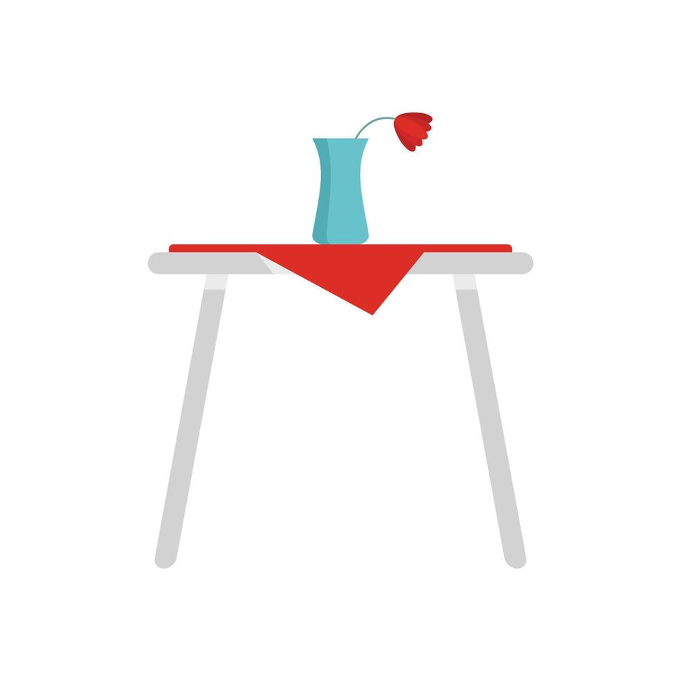 Room service romantic table icon flat isolated vector
