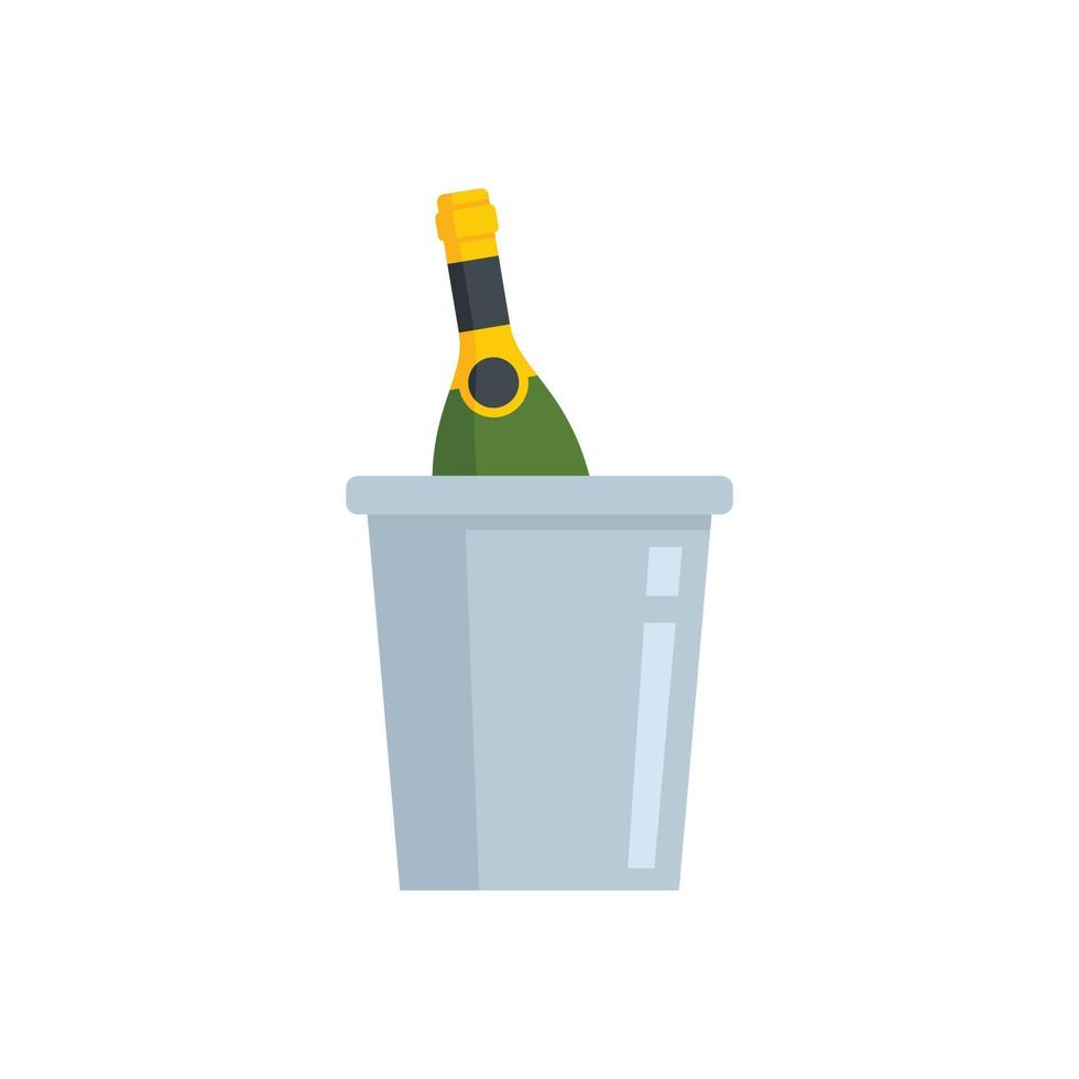 Room service champagne bottle icon flat isolated vector