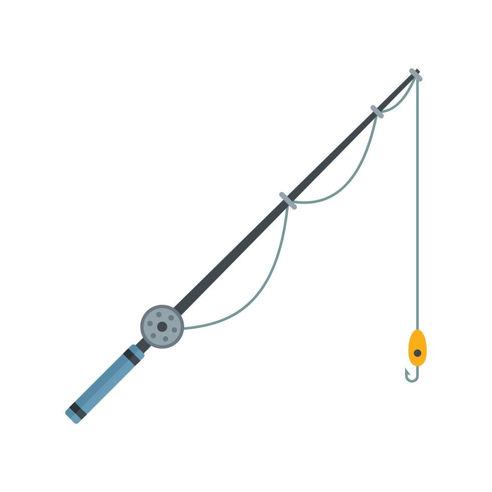 Fishing rod instrument icon flat isolated vector