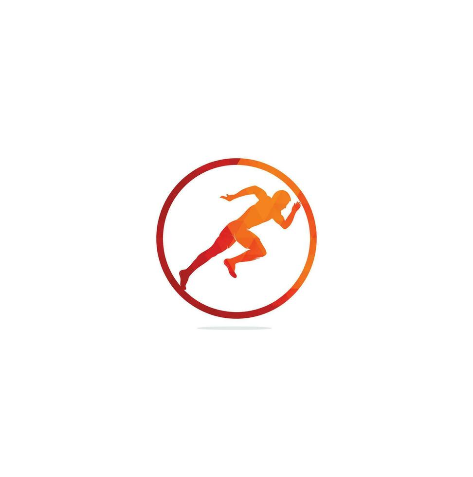 diseño vectorial del logotipo de carrera y maratón. símbolo de vector de hombre corriendo. concepto de deporte y competición.