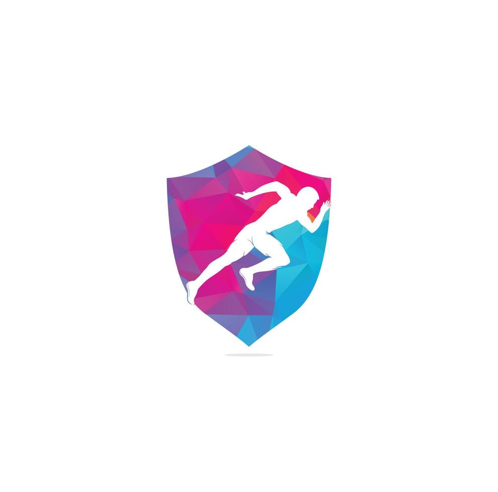 diseño vectorial del logotipo de carrera y maratón. símbolo de vector de hombre corriendo. concepto de deporte y competición.