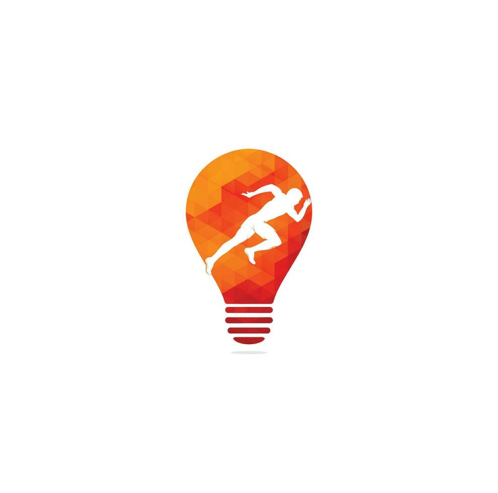 Running and Marathon bulb shape concept Logo Vector Design. Running man vector symbol. Sport and competition concept.