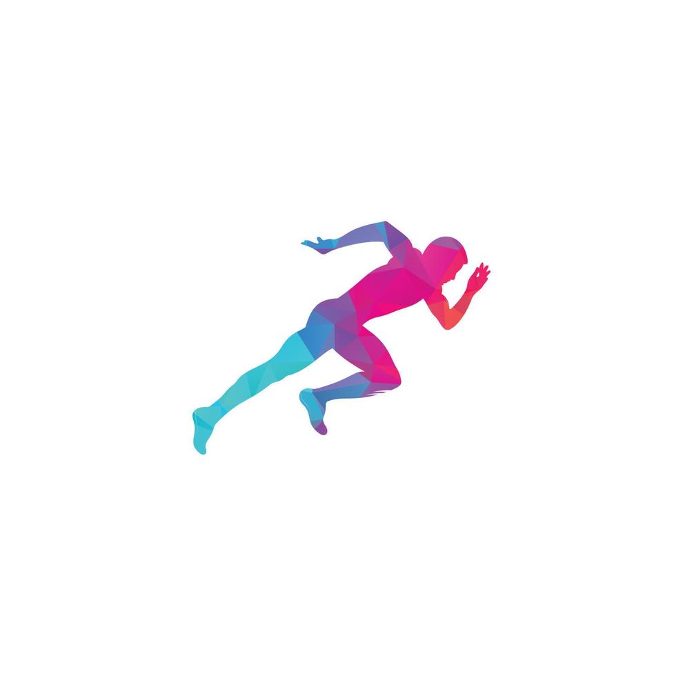 diseño vectorial del logotipo de carrera y maratón. símbolo de vector de hombre corriendo. concepto de deporte y competición.