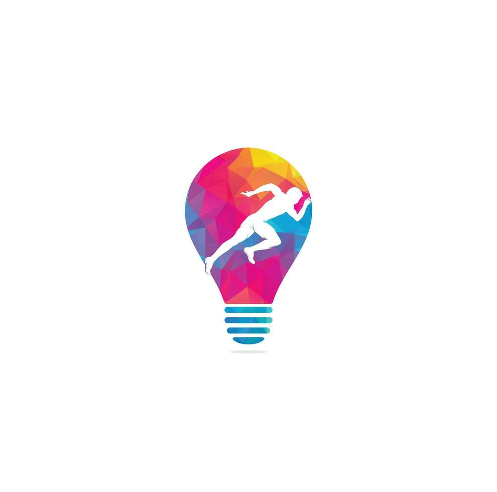 Running and Marathon bulb shape concept Logo Vector Design. Running man vector symbol. Sport and competition concept.
