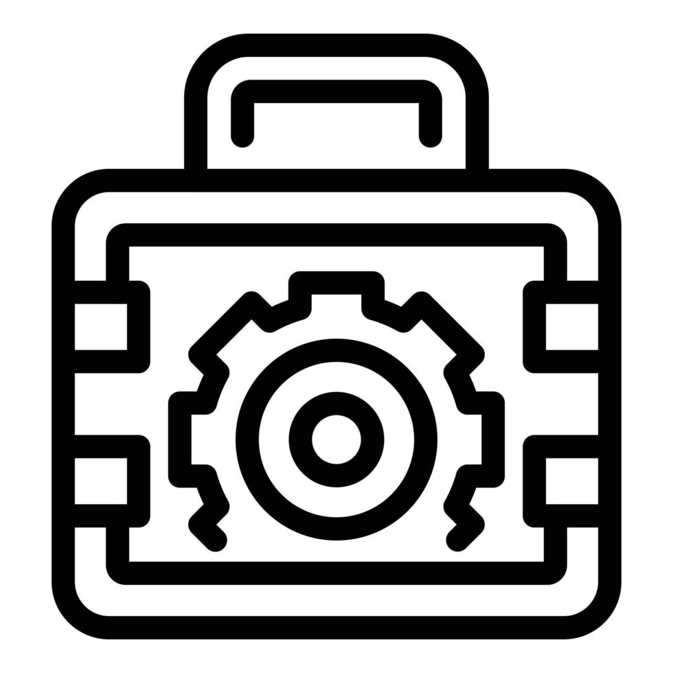 vector de contorno de icono de caja de herramientas de contratista. caso de reparación