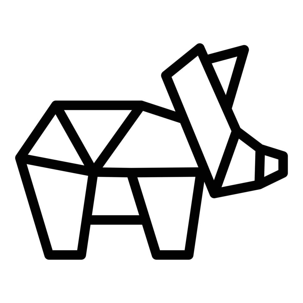 vector de contorno de icono de animal doblado. polígono de origami