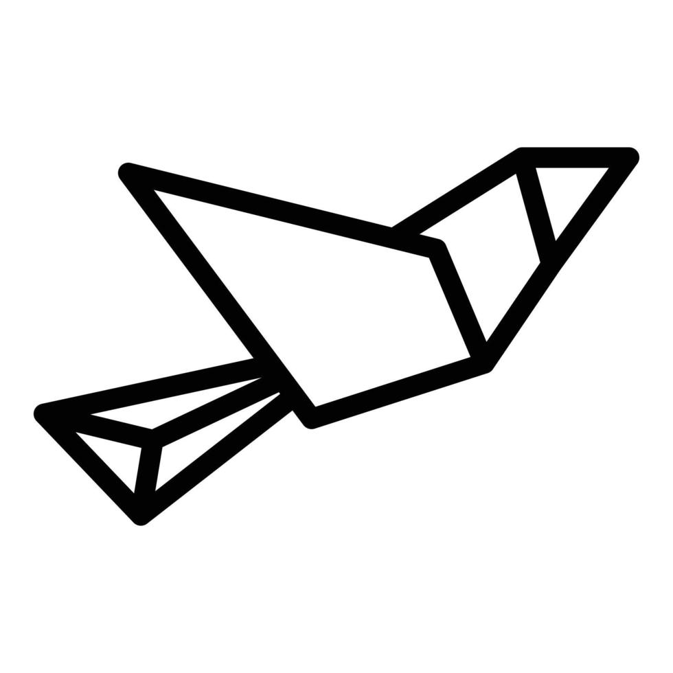vector de contorno de icono de origami de loro volador. animales geométricos