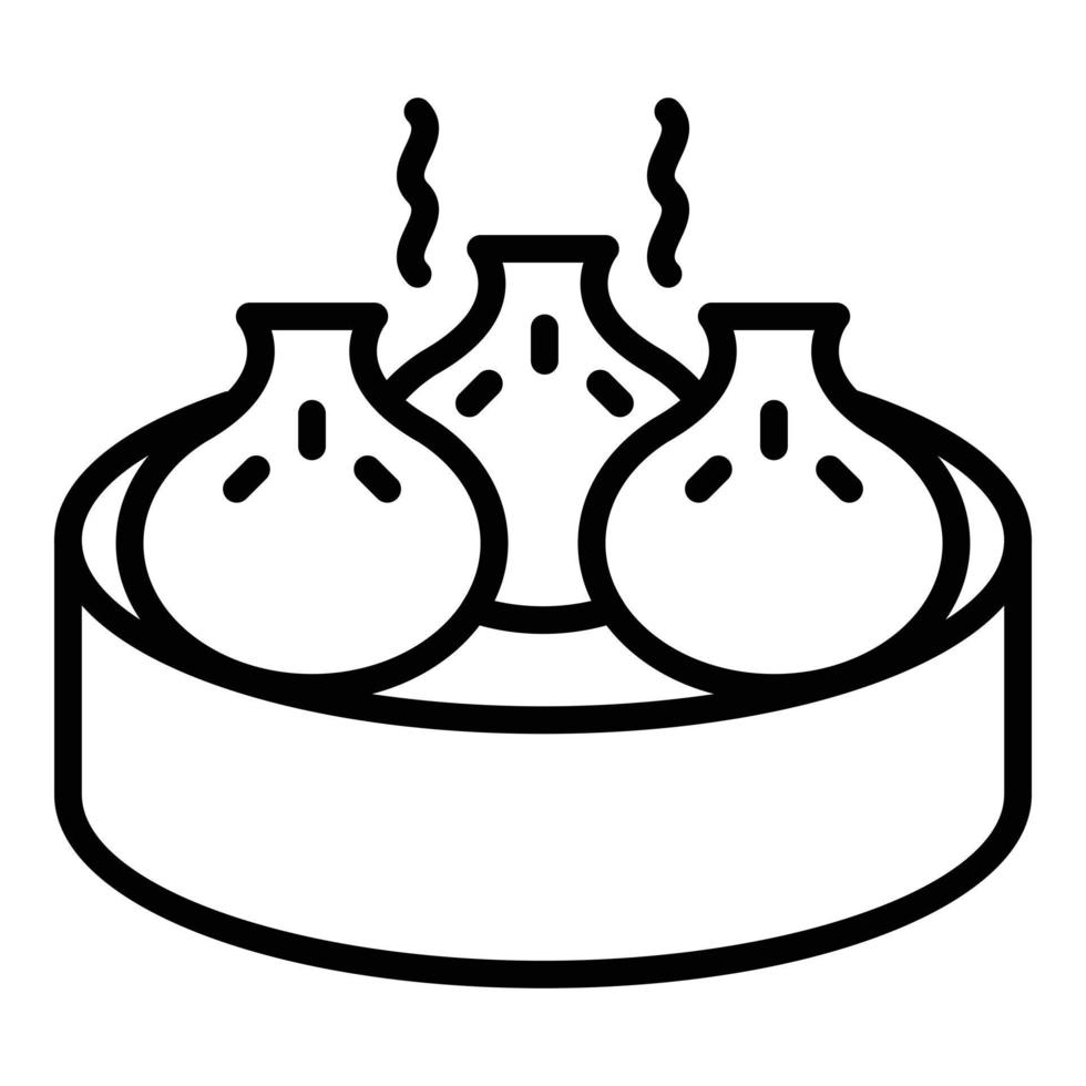 Basket baozi icon outline vector. Bun food vector