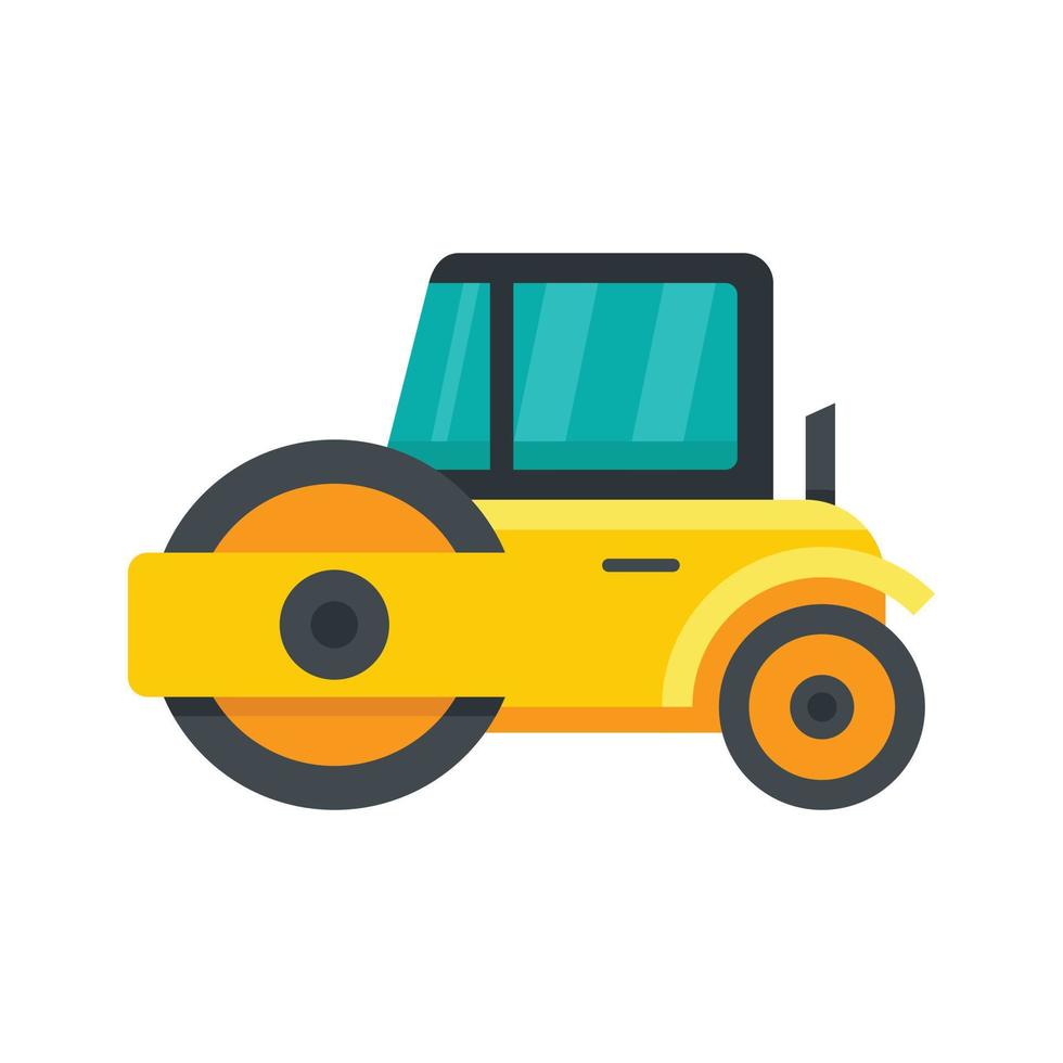 Modern road roller icon flat isolated vector