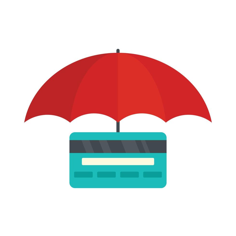 Protected credit card icon flat isolated vector