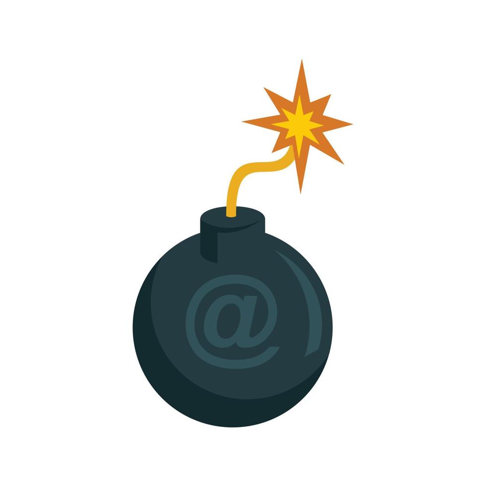 Email fraud bomb icon flat isolated vector