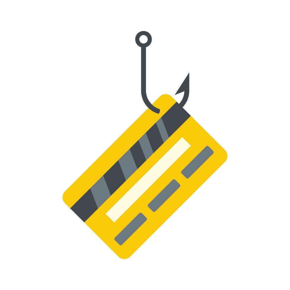 Hook personal credit card icon flat isolated vector