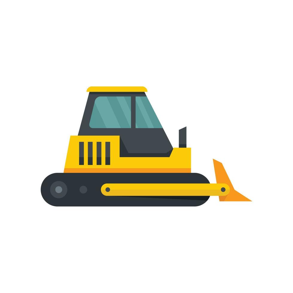 Big bulldozer icon flat isolated vector