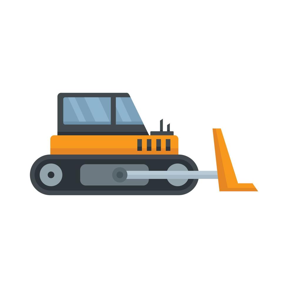 Caterpillar bulldozer icon flat isolated vector