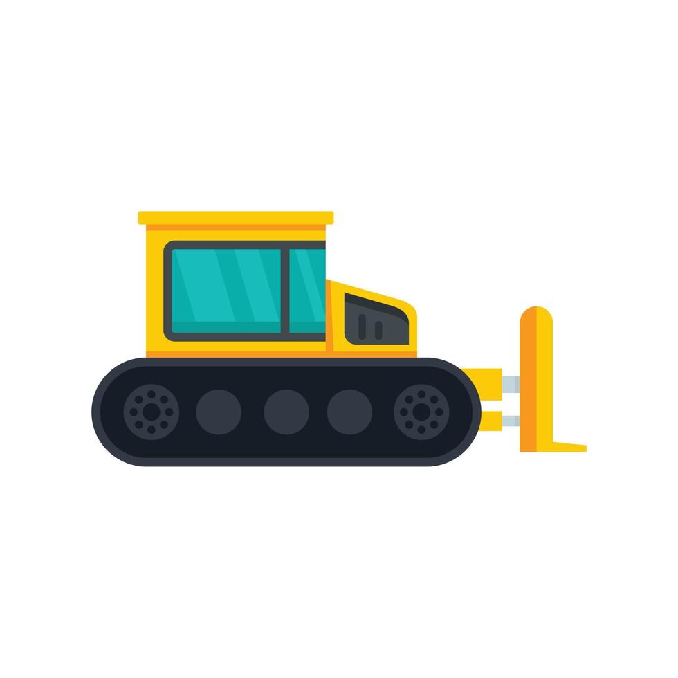 construcción bulldozer icono plano aislado vector