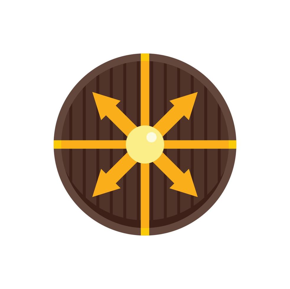 Viking round shield icon flat isolated vector