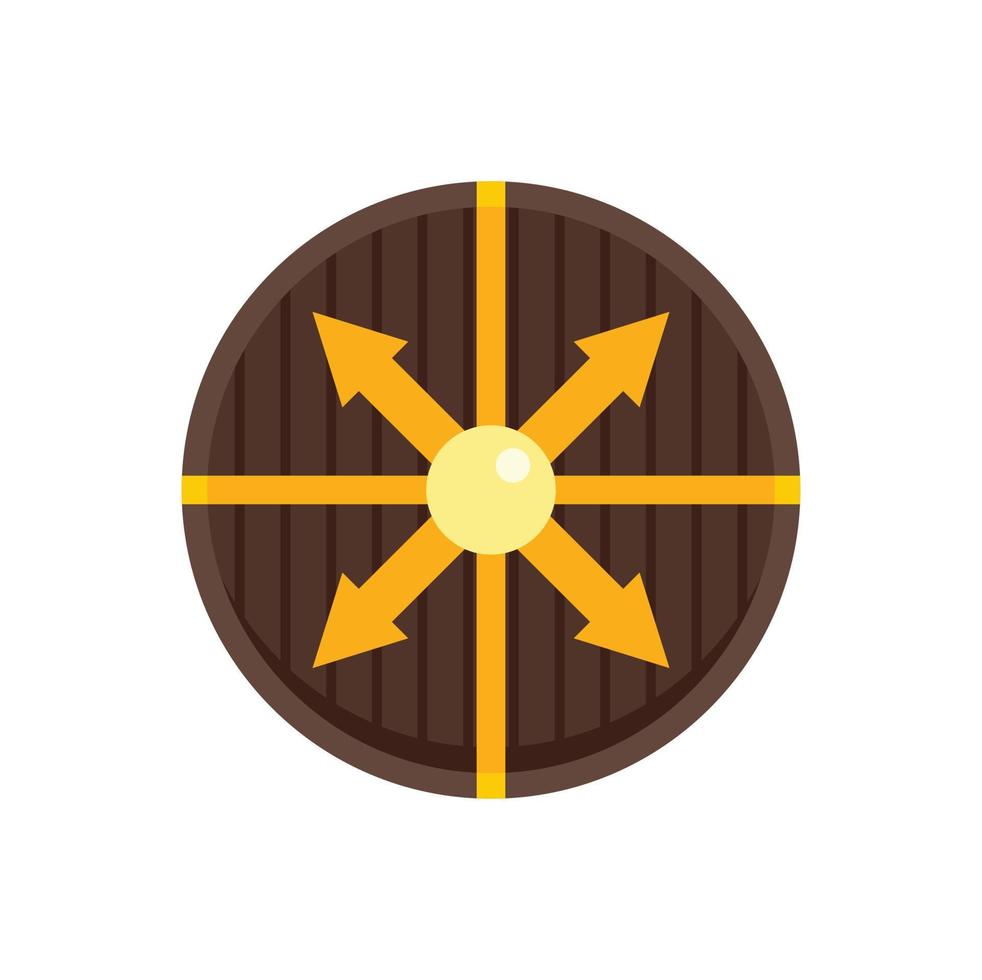 Viking round shield icon flat isolated vector