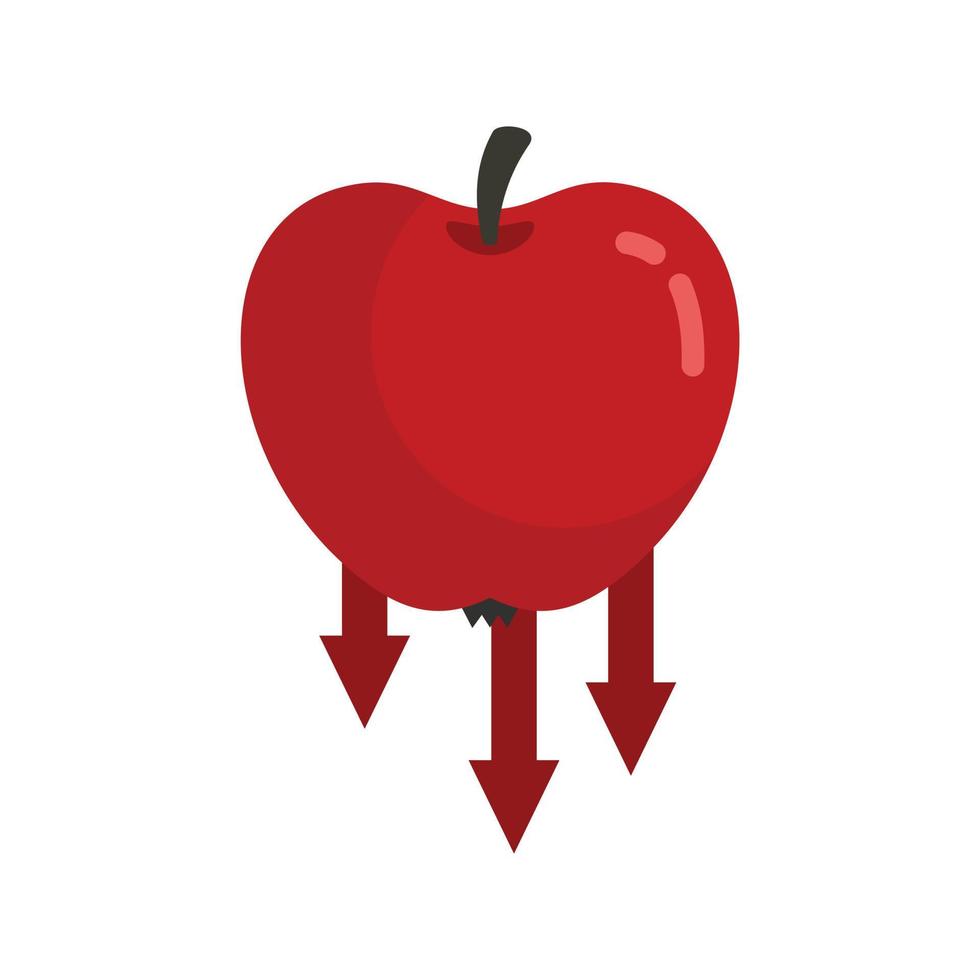 manzana gravedad icono plano aislado vector