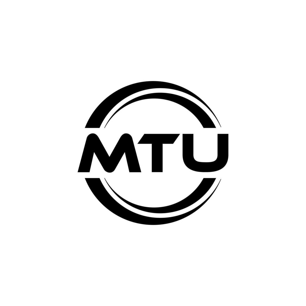 MTU letter logo design in illustration. Vector logo, calligraphy designs for logo, Poster, Invitation, etc.