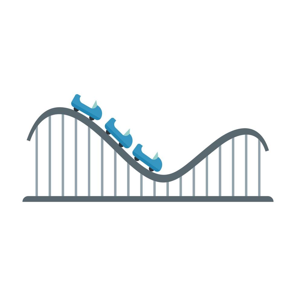 Roller coaster attraction icon flat isolated vector