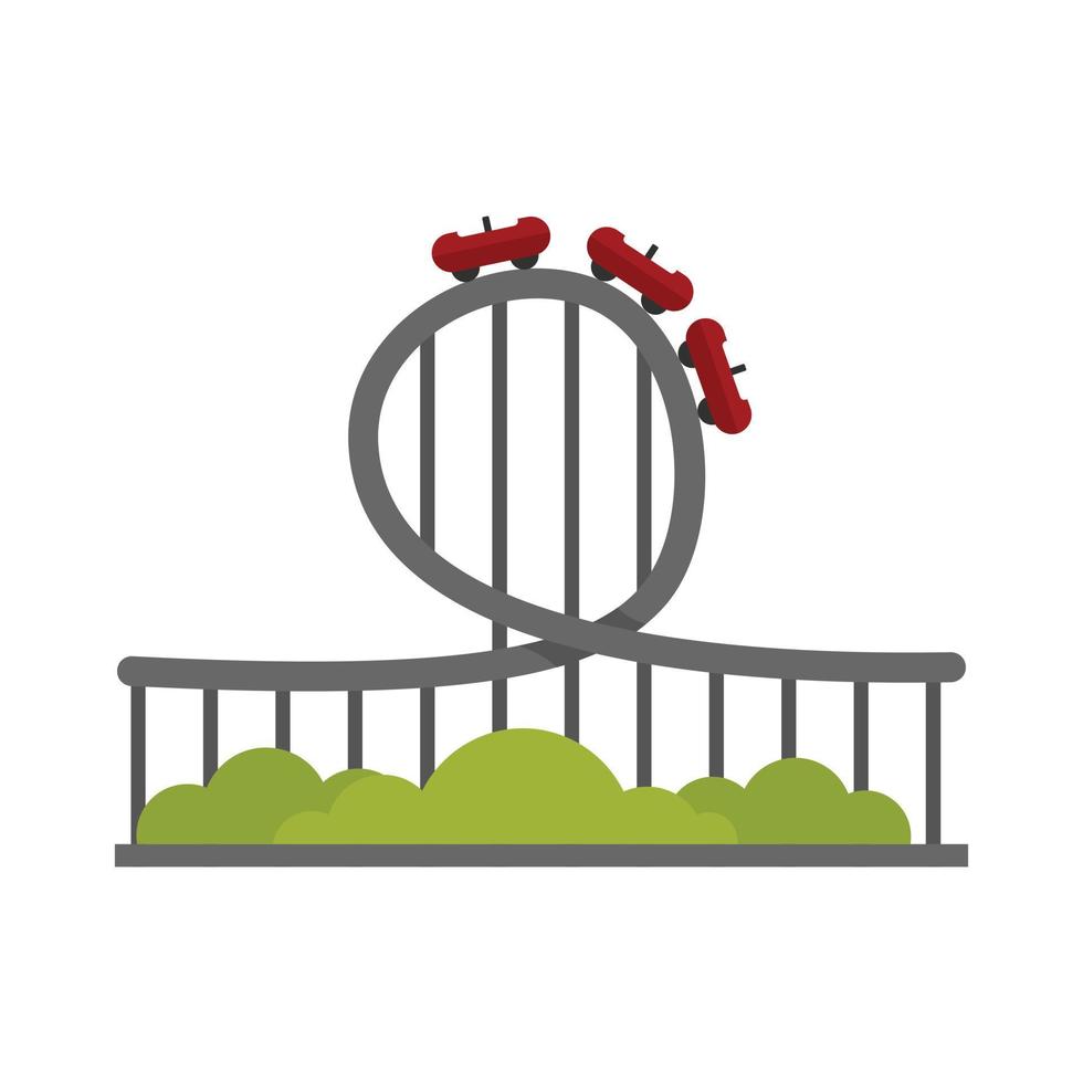 Roller coaster park icon flat isolated vector
