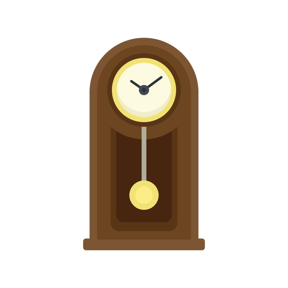 Wooden pendulum clock icon flat isolated vector