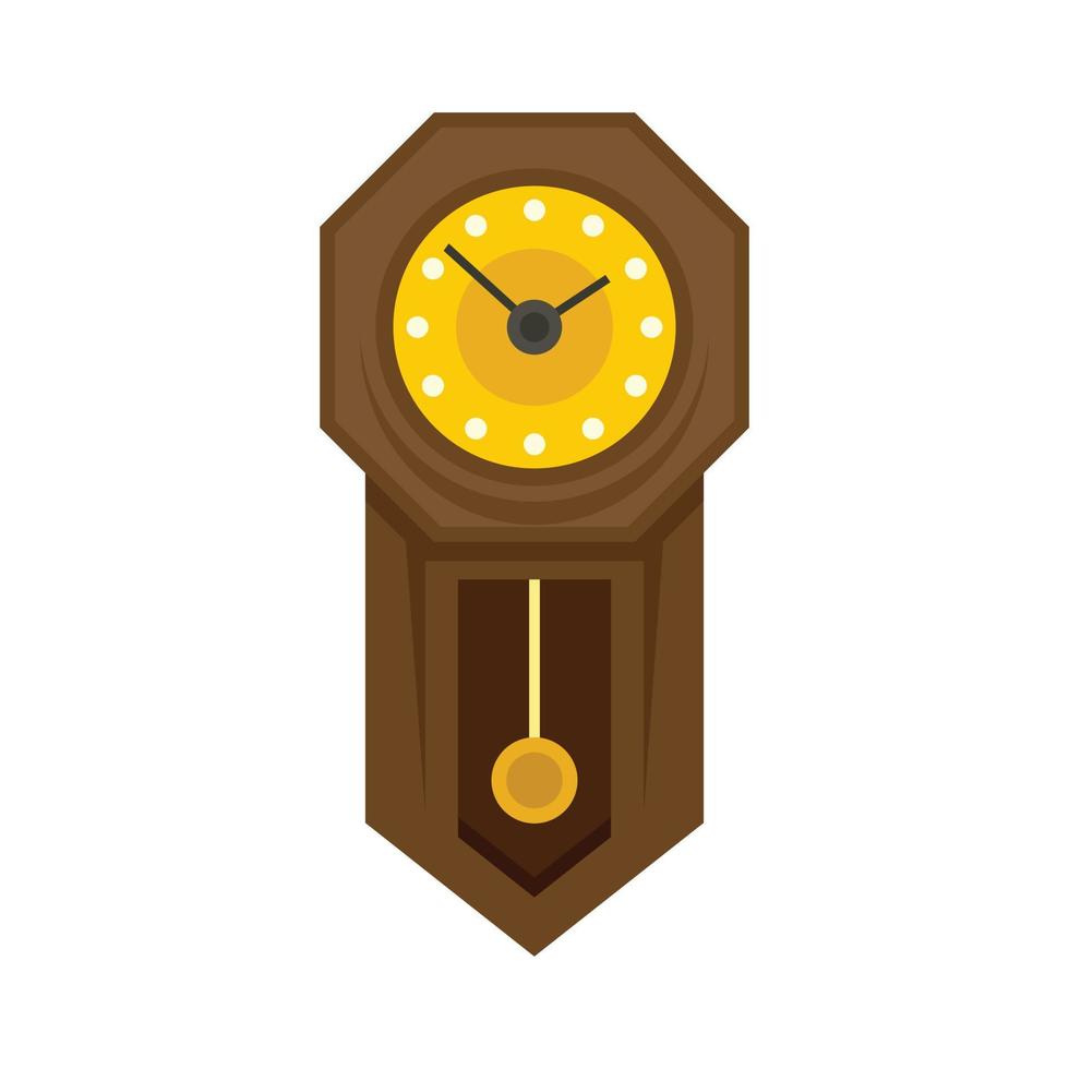 Antique pendulum clock icon flat isolated vector