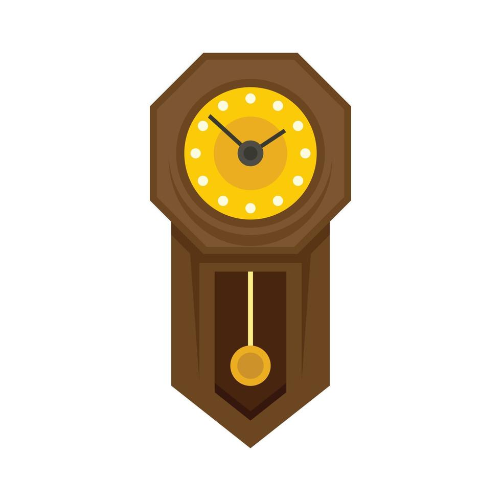 Antique pendulum clock icon flat isolated vector